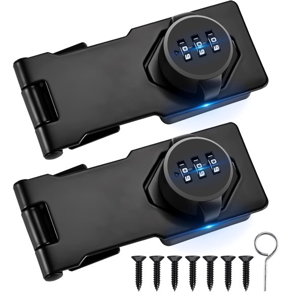 2Pcs Combination Cabinet Locks for Baby Proofing - Keyless Closet Door Lock with Screws, 3-Digit Password Code Latches Hardware, Bolt Latch for Barn Door, Bathroom