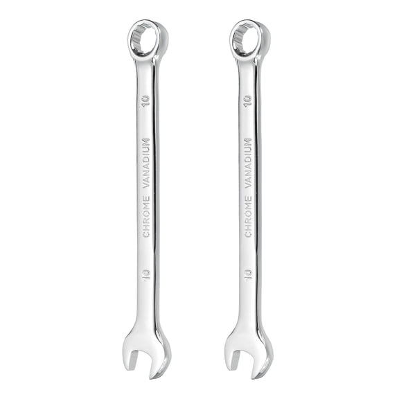 2Pcs Combination Wrench 10mm Metric 12-Point Box and Open End CR-V Steel Spanner