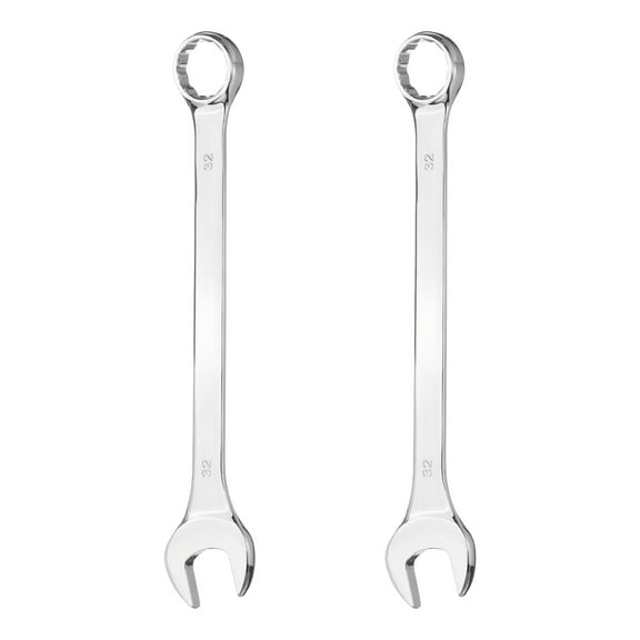 2Pcs Combination Wrench 32mm Metric 12-Point Box and Open End 45# Carbon Steel