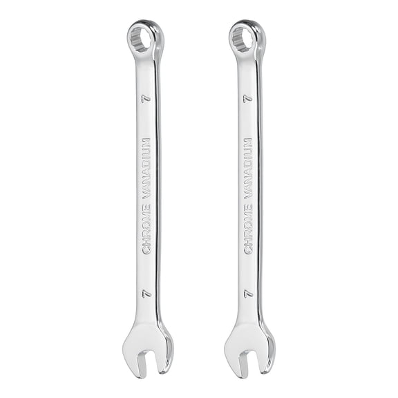 2Pcs Combination Wrench 7mm Metric 12-Point Box and Open End CR-V Steel Spanner