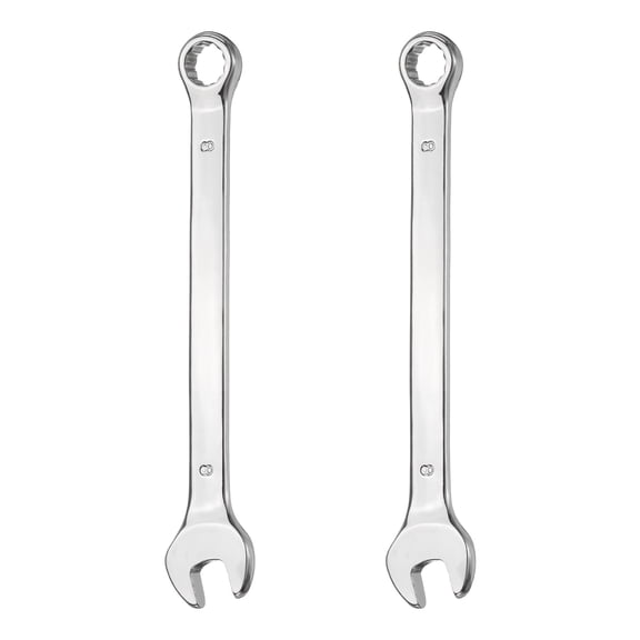 2Pcs Combination Wrench 8mm Metric 12-Point Box and Open End 45# Carbon Steel