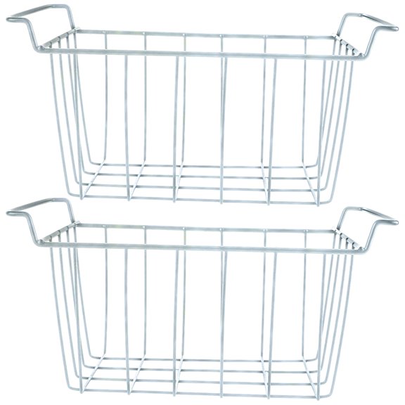 2Pcs Commercial Grade Refrigerator Baskets Reinforced Steel Wire Organizers With Airflows Designs for Frosts Prevention
