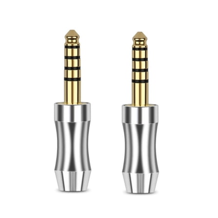 2Pcs Commonly Used 4.4mm Earphone Plug 5Pole StereoAudio Copper Plug Solder Connector Compact Size Audio Jack