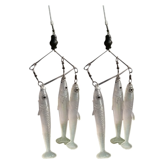 2Pcs Compact Umbrella Rig Bass, Handcrafted Mini Alabama Rig, Multi-Arm Baitfish School Fishing Lure, Wire Frame with Realistic Swimbait Freshwater Fishing