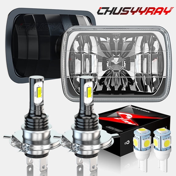 2Pcs Compatible with Chevy G10 G20 G30 Van 1978-1995 5 x 7" 7 x 6inch Rectangle LED Headlights