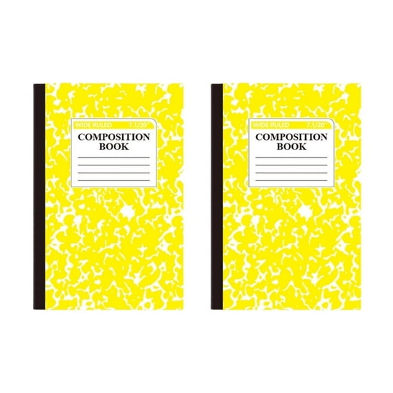 2Pcs Composition Notebook, Wide Ruled Composition Book, Marble Composition Notebooks for Work, 30 Sheets/60 Pages, Hard Cover, Sturdy Sewn Binding, Office Classroom Supplies, Yellow
