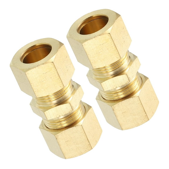 2Pcs Compression Tube Pipe Fittings, 1/2" Compression Union Connector Adapter