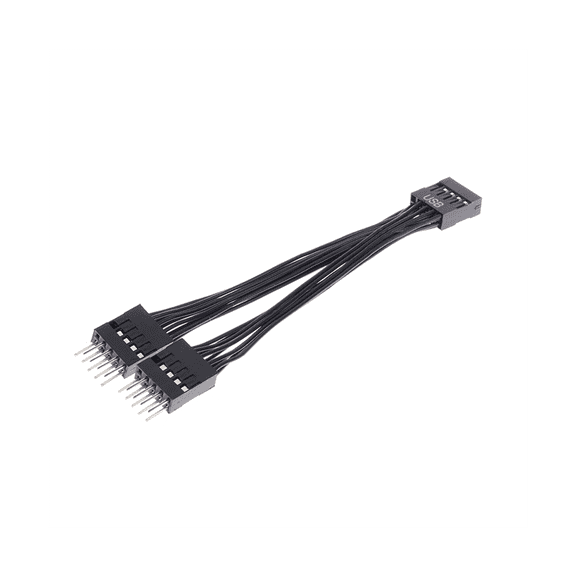 2Pcs Computer Motherboard USB Extension Cable 9 Pin 1 Female to 2 Male Y Splitter Audio HD Extension Cable for PC 10cm