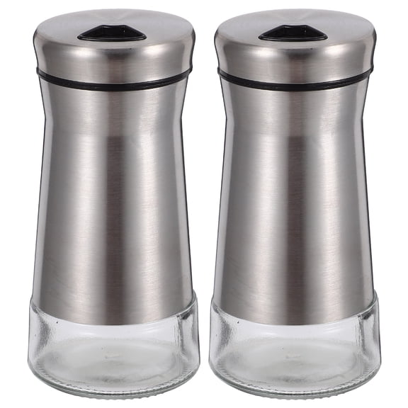 WORGEOUS 2Pcs Spice Shaker Kitchen Condiment Bottle Portable Salt Pepper Shaker Small Metal Dispenser Container