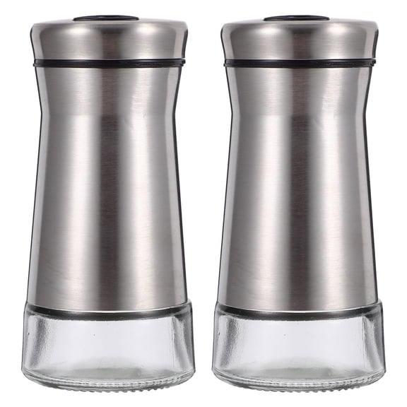2Pcs Condiment Bottle Salt And Pepper Shaker Kitchen Spice Shaking Jar Metal Condiment Dispenser Portable Small Salt Shaker Pepper Shaker Portable Seasoning Container Kitchen Condiment Bottle