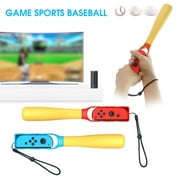 2Pcs Controller Handle Grips Flexible Responsive Driver-free Handle Control Pure Strike Enhance Gaming Experience Baseball Bat Design Portable Sports Game Grips Handles for Switch OLED,Blue+Red