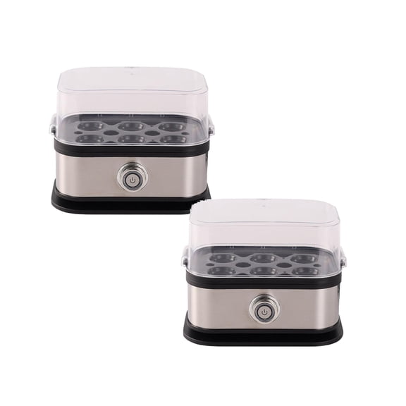 2Pcs Convenient Intelligent One Click Egg Poacher Egg Cooker For 1 To 6 Eggs Keep Warm Function Egg Cooker Made Of Stainless Steel 200W Kitchen Egg Steamer Home Breakfast Machine Cooking Utensils