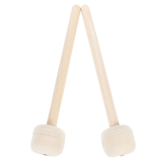 2 Pieces Wooden Handle Snare Drum Mallets Big Drumsticks for Percussion Instruments, Natural Wood Color