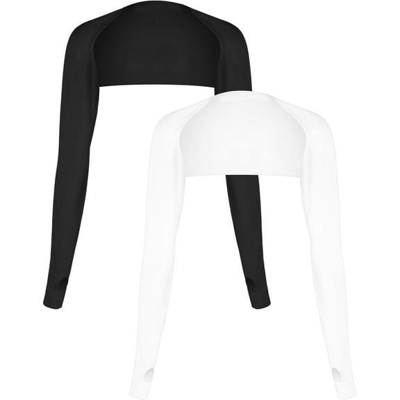 2Pcs Cooling Shawl Arm Sleeves Sun Sleeves for Women UV Protection Arm Sleeve with Finger Hole for Golfing