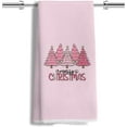 thumbnail image 1 of 2Pcs Coquette Christmas Kitchen & Bath Towels, Pink & Green Bow Hand & Dish Towels, 16x24 Inch, 1 of 6
