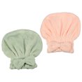 thumbnail image 1 of 2Pcs Coral Fleece Hair Drying Towel Dry Cap Quick Drying for After Bath Drying Hair Pink and Green, 1 of 7