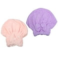 thumbnail image 1 of 2Pcs Coral Fleece Hair Drying Towel Dry Cap Quick Drying for After Bath Drying Hair Pink and Purple, 1 of 7