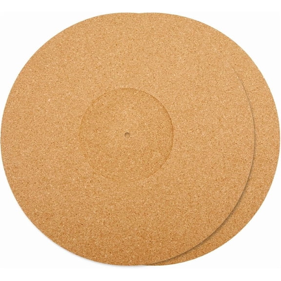 2Pcs Cork Turntable Mat Support 11.9in Vinyl LP Record Player 3mm Thick Brown Anti-Slip Anti-Static Slipmats Flat Round Protective Platter Mats Damped Resonance Cleaner Audio Output Home for DIY