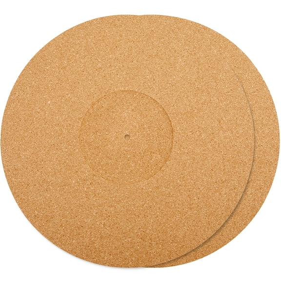 2Pcs Cork Turntable Mat Support 11.9in Vinyl LP Record Player 3mm Thick Brown Anti-Slip Anti-Static Slipmats Flat Round Protective Platter Mats Damped Resonance Cleaner Audio Output Home DIY