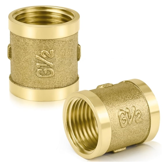 2Pcs Corrosions Resistant Copper Sleeve Adapters Pipe Couplers G1/2Inch Internal Threaded for Secure Plumbing Joints
