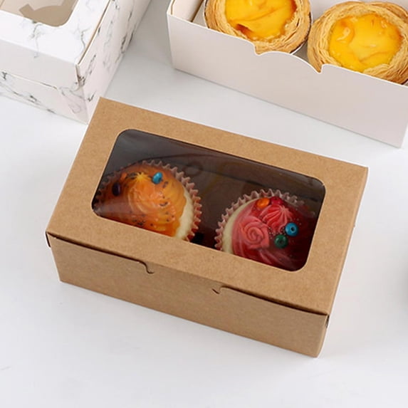 2Pcs Corrugated Kraft Paper Cupcake Packaging Boxes, Muffin Boxes, Egg Tart Boxes,2 Piece Paper Cup Cake Packaging Box Packaging Box Kraft Paper Mafen Cup Cake Box Egg Tart Box Son