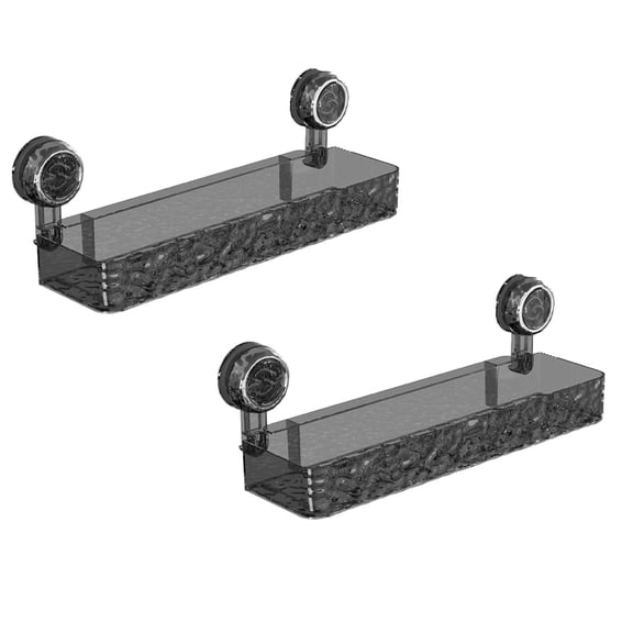 2Pcs Corrugated Suction Cup Storage Holder Corner Shower Caddy Large Organizer Bathroom Shelf Clear Acrylic Shower Tray Shelves inside Floating Shower Wall Shelf Bath Basket Rack Heavy Duty