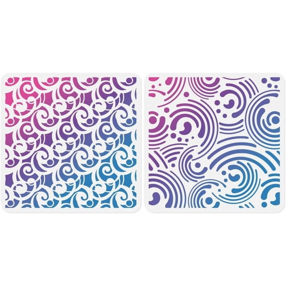 2Pcs Cosmic Swirl Mod Spiral Wall Stencil Templates 11.8 x 11.8 Inch Reusable Plastic Stencils