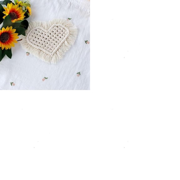 2Pcs Cotton Macrame Cup Mats Handmade Tassel Coaster Heart Floral White 150x200mm DIY