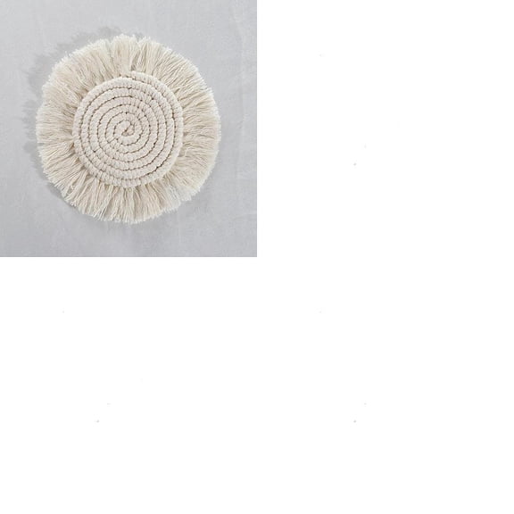 2Pcs Cotton Macrame Cup Mats Handmade Tassel Coaster Round Floral White 180mm DIY