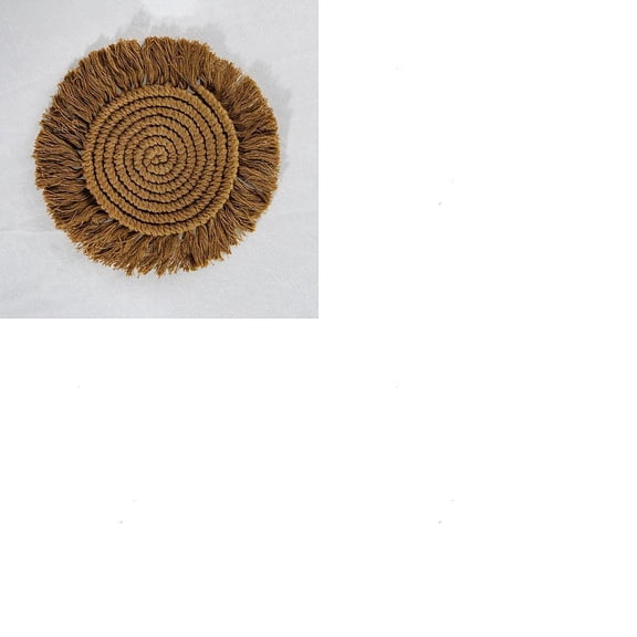 2Pcs Cotton Macrame Cup Mats Handmade Tassel Coaster Round Peru 180mm DIY