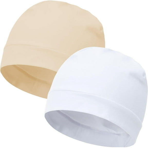 2Pcs Cotton Skull Caps for Men Women Breathable Night Cap Sleep Hats Soft Lightweight Running Beanie Helmet Liner