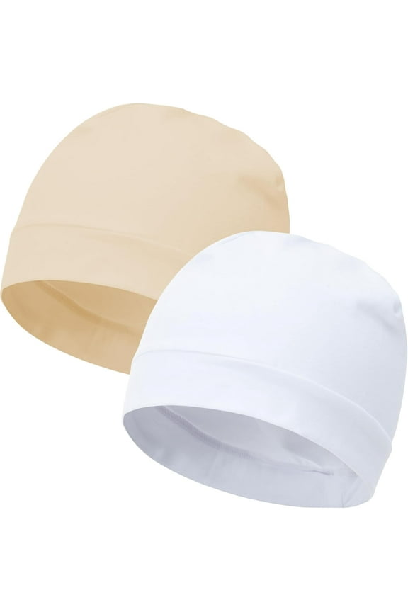 2Pcs Cotton Skull Caps for Men Women Breathable Night Cap Sleep Hats Soft Lightweight Running Beanie Helmet Liner