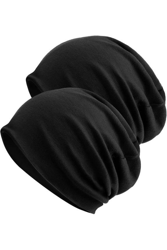 2Pcs Cotton Slouchy Beanie Hats for Women Men Soft Chemo Headwear Beanie Head Wrap Cap Skull Hats Cap Sleeping Cap
