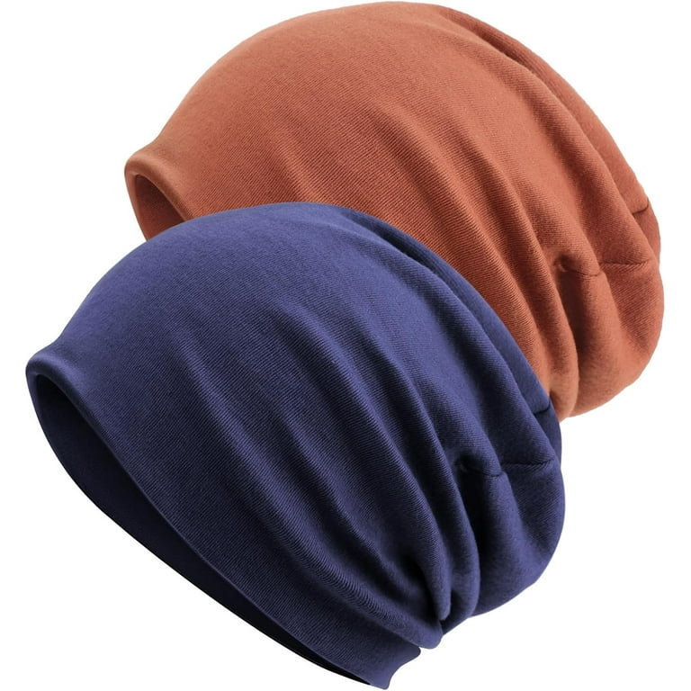 2Pcs Cotton Slouchy Beanie Hats for Women Men Soft Chemo Headwear