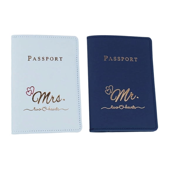 2Pcs Couple Passport Holder Set For Honeymoon Travel Passport Cover Card Case