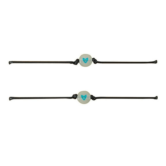 2Pcs Couples Bracelets Adjustable Rope Luminous Lucky Heart Bead Jewelry for Wish for Protection String for Lover Women