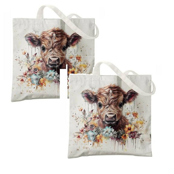 2Pcs Cow Canvas Lunch A Fashionable And Practical . The Cute Appearance Of This A Of Whimsy And Joy To Your Lunch. Lunch Bag