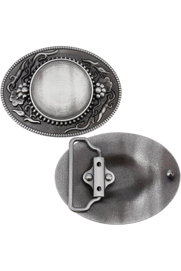2Pcs Cowboy Belt Buckles Western Cowboy Replacement Belt Fastener Flower Pattern Cowboy Cowgirl Belt Buckles Silver Belt Accessories for Cowboy Cowgirl Belt DIY Belt Buckle diy