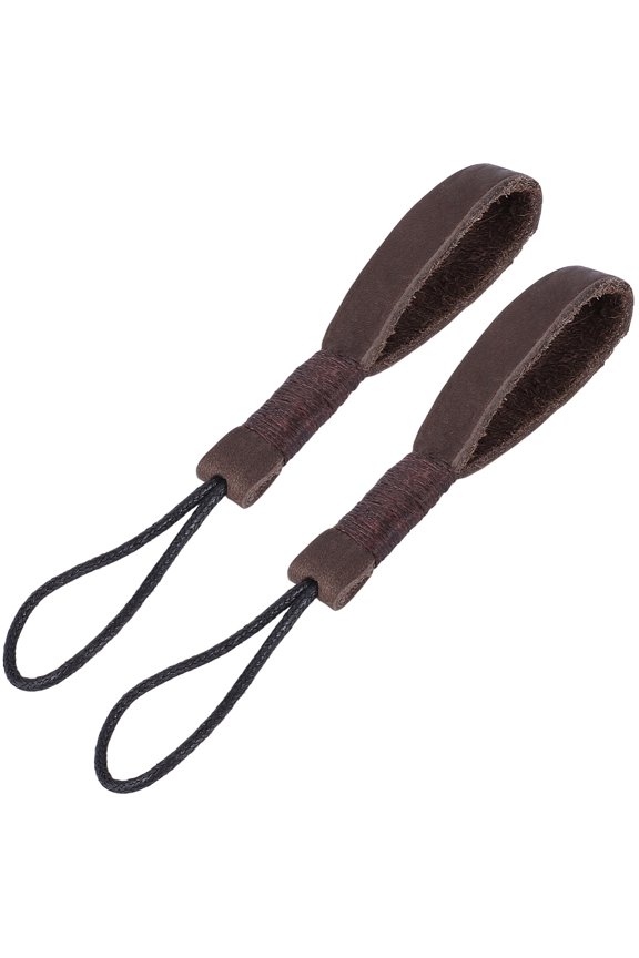 2Pcs Cowhide Leather Car Key Chain Pendant Decorations Car Accessories Saddle Brown 170mm