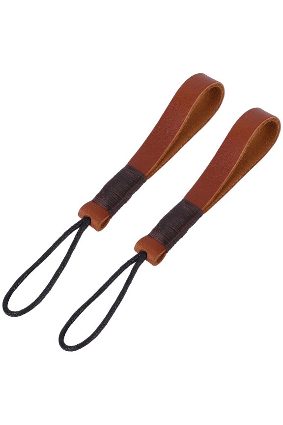 2Pcs Cowhide Leather Car Key Chain Pendant Decorations Car Accessories Sienna 170mm