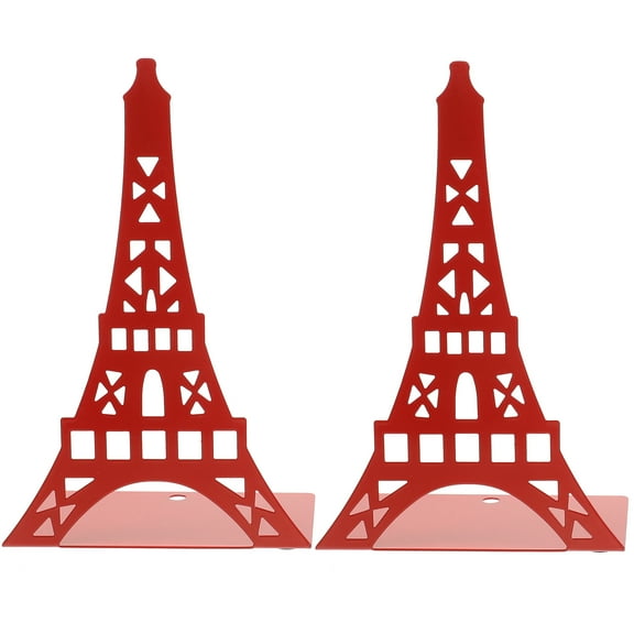 Raindrops Crafted Metal Bookends Red Sturdy Decorative Shelf Organizer 2Pcs