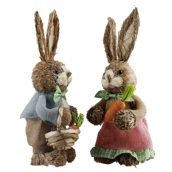 BELUPAI 2Pcs Creative Straw Bunny Easter Bunny Toys Home Garden Bunny Decoration Gifts For Adults And Kids