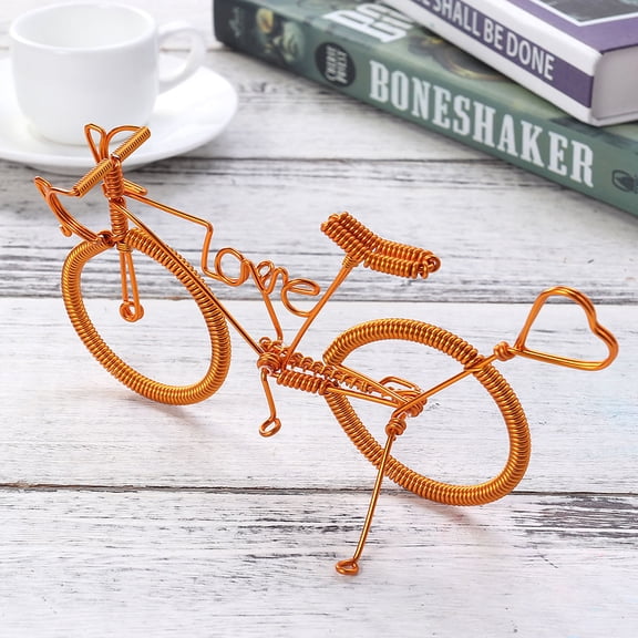 2Pcs Creative Handmade Golden Metal Bike Desktop Ornament Vintage Style Home Decor
