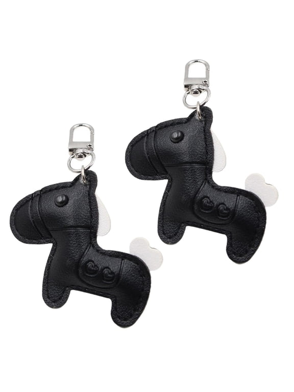 2Pcs Creative Horse Inspired Key Holder PU Leather Keychain Multipurpose Decorative Charm for Purse Backpack Vehicle