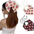 thumbnail image 1 of 2Pcs Crochet Bandana Head Kerchief Knitted Hair Scarves Crochet Hair Kerchief Tie Bcak Headwrap Floral, 1 of 5
