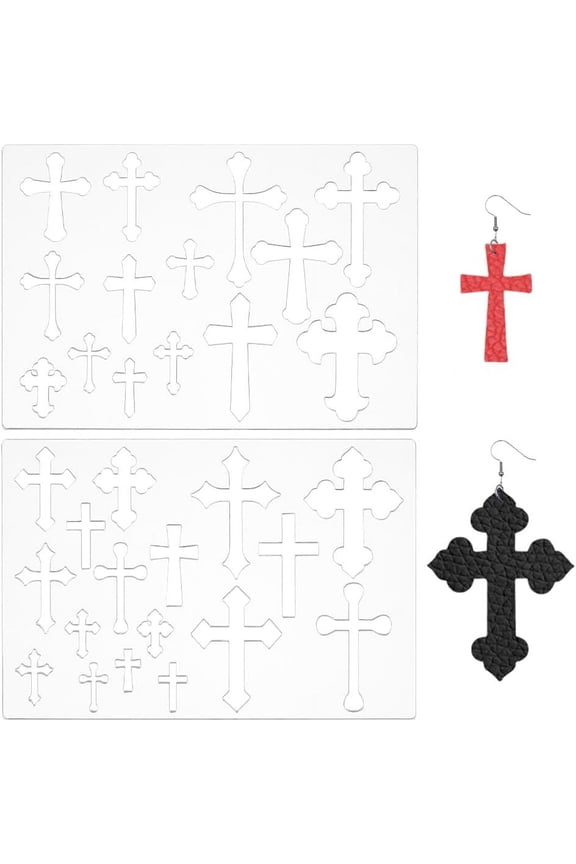 2Pcs Cross Acrylic Painting Stencils Earring Making Stencils Reusable Drawing Template for Drawing on Wall Home Decor Halloween Easter Scrapbook Craft Jewelry Making DIY