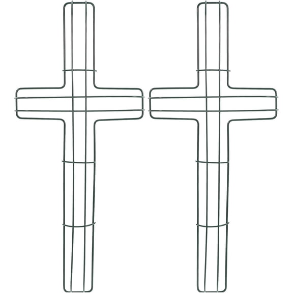 2Pcs Cross Metal Wreath Frame Floral Wreath Form Base 16 Inch Wire Wreath Form for Garden Religious Wedding Church DIY Craft Project Outdoor Holiday Hanging Decorations
