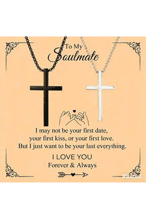 2Pcs Cross Necklace for Couple Religious Faith Cross Pendant Necklace for Women & Men Couples Matching Stainless Steel Necklace Jewelry Gifts for Boyfriend Girlfriend Wife Husband