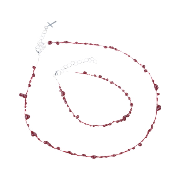 2Pcs Crossed-shape Necklace Trend Hip-hop Handmade Adjustable Female Clavicle Chain Fashion Red Blood Drop