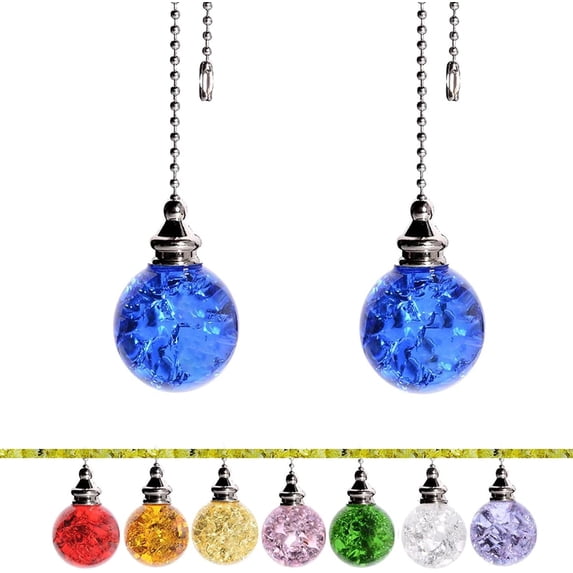 2Pcs Crystal Ceiling Fan Pull Chain, Ceiling Fan Pull Chain Extender, Pull Chains for Ceiling Fans and Lights, Light Pull Chain with 21 Inches 3mm Diameter Ball Beaded Chain